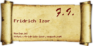 Fridrich Izor névjegykártya